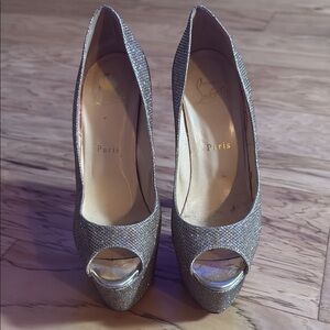 Christian Louboutin Silver Platform Stilettos